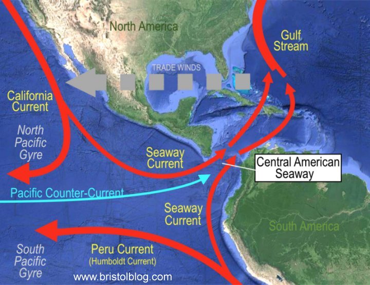 Hypothetical Central American Seaway before it closed 2.5-3 million years ago.