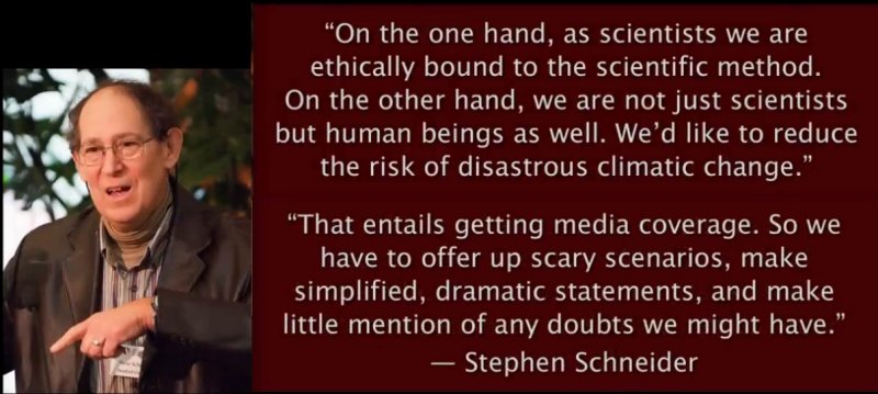 Stephen Schneider reveals false reporting of climate industrial complex.